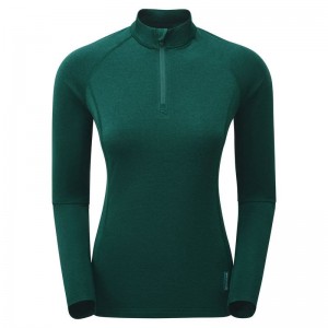 Montane Dart Thermo Zip Neck T-shirts Dames Donkergroen | YHW1715RD