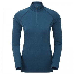 Montane Dart Thermo Zip Neck T-shirts Dames Donkerblauw Blauw | FRJ8926TZ