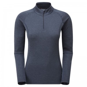 Montane Dart Zip Neck T-shirts Dames Donkerblauw | MEE8141TH