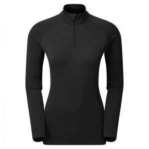 Montane Dart Zip Neck T-shirts Dames Zwart | RZY8673ET