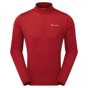 Montane Dart Zip Neck T-shirts Heren Donkerrood | ORL4220JF