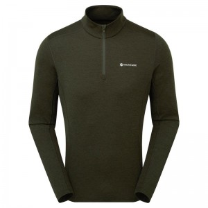 Montane Dart Zip Neck T-shirts Heren Donkergroen | LPT2339EV