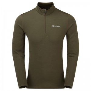 Montane Dart Zip Neck T-shirts Heren Donkergroen | QXJ5294BL