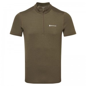 Montane Dart Zip T-shirts Heren Donkergroen | DBK10100BD