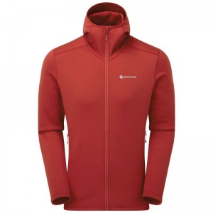 Montane Fury Met Capuchon Fleece Jassen Heren Donkerrood | NUT991UB