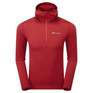 Montane Protium Lite Met Capuchon Pull On Vlies Heren Donkerrood | EAR4062JS