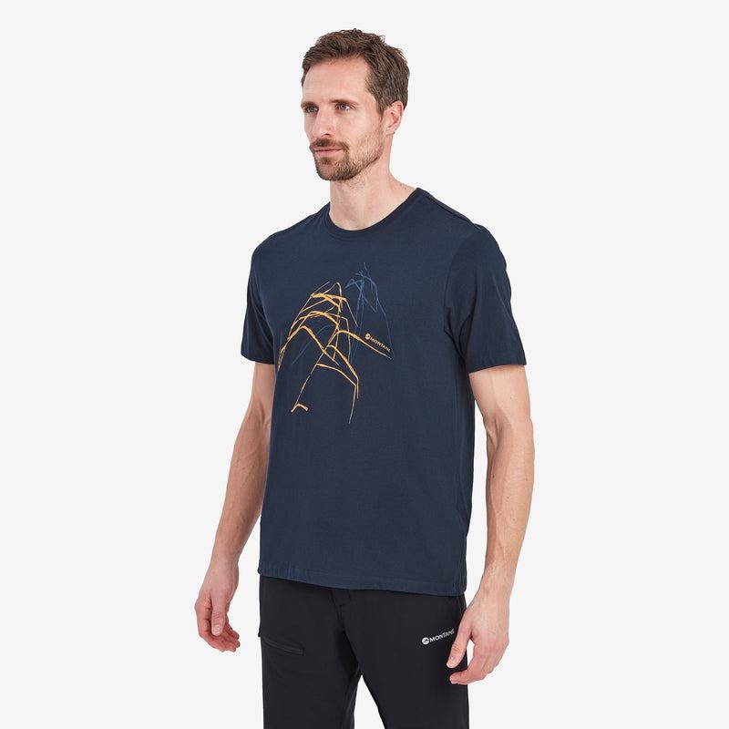 Montane Abstract Mountain T-shirts Heren Donkerblauw | MVW6617EK