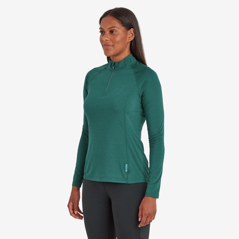 Montane Dart Thermo Zip Neck T-shirts Dames Donkergroen | YHW1715RD