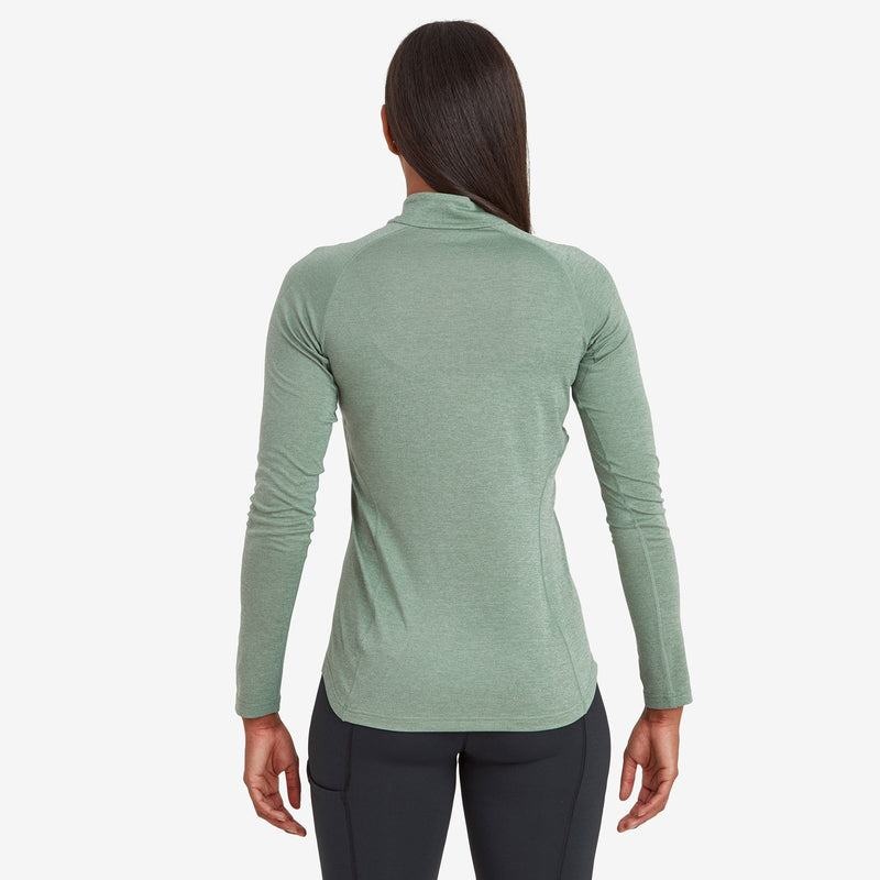 Montane Dart Zip Neck T-shirts Dames Grijs Groen | KGB550ZN