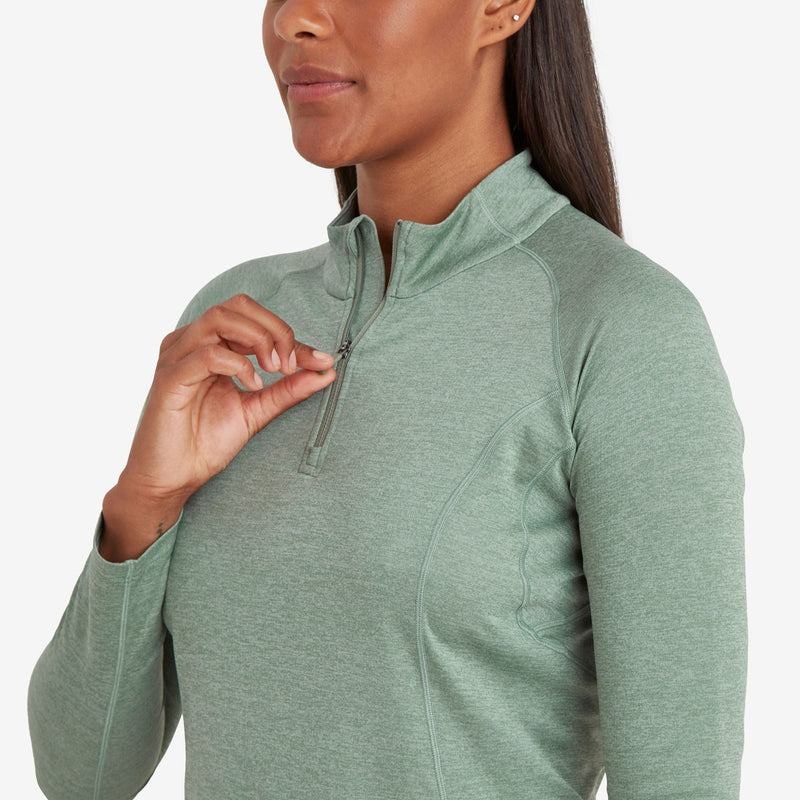 Montane Dart Zip Neck T-shirts Dames Grijs Groen | KGB550ZN