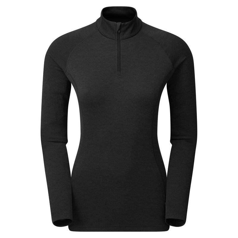 Montane Dart Zip Neck T-shirts Dames Zwart | RZY8673ET