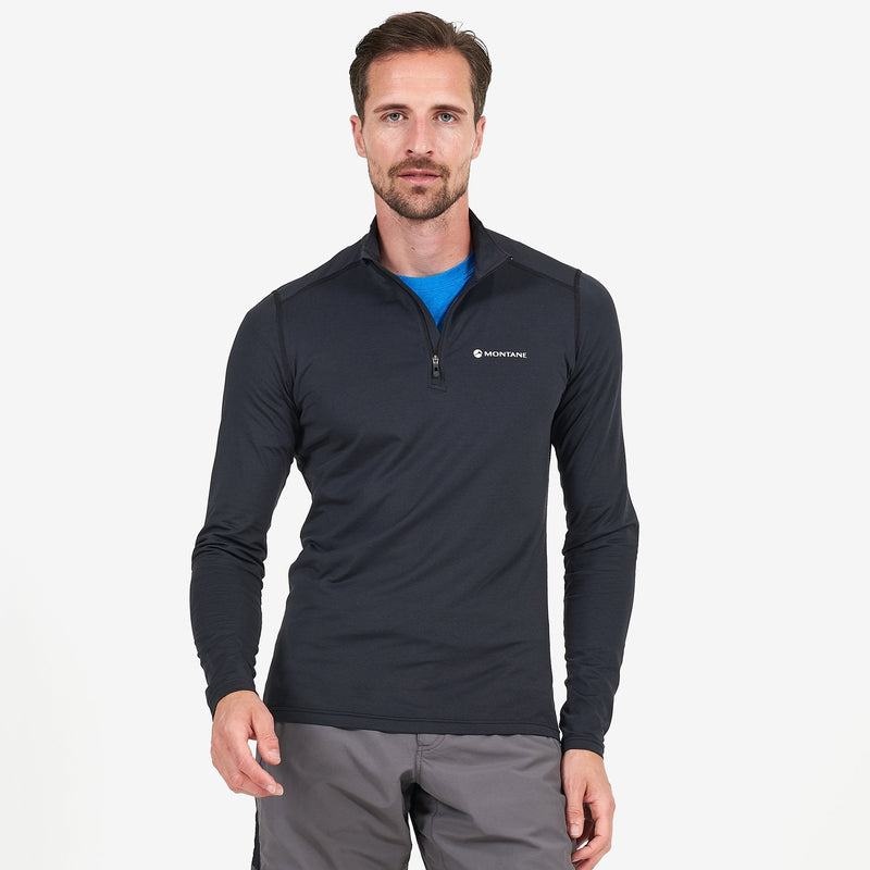 Montane Dart Zip Neck T-shirts Heren Zwart | GJE6415WH