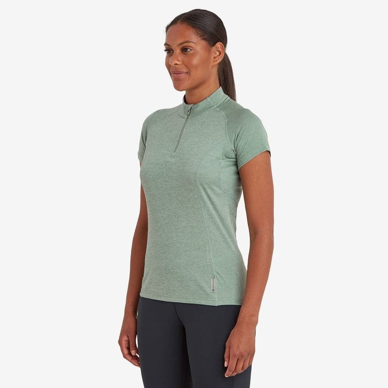 Montane Dart Zip T-shirts Dames Grijs Groen | IGF2512MP