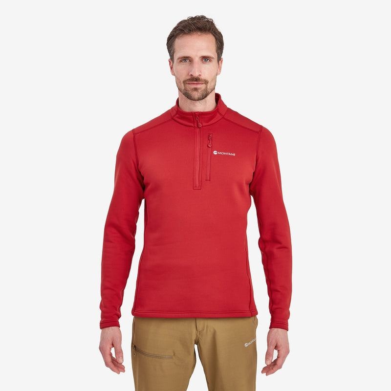 Montane Fury Zip Pull-On Vlies Heren Donkerrood | DKC8228LM