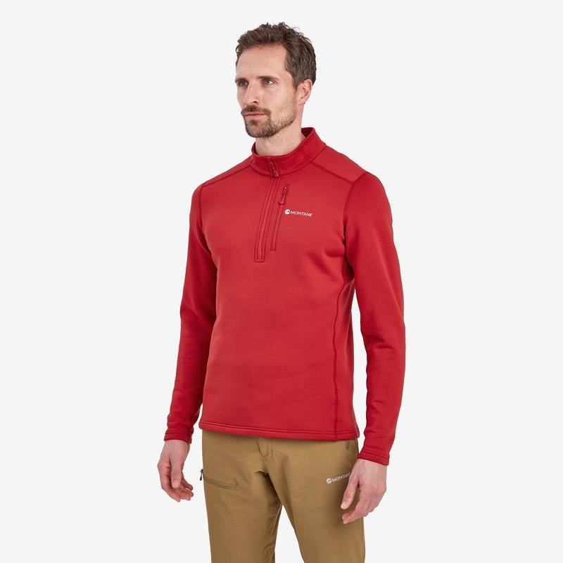 Montane Fury Zip Pull-On Vlies Heren Donkerrood | DKC8228LM