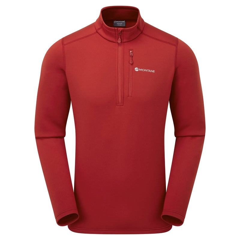 Montane Fury Zip Pull-On Vlies Heren Donkerrood | DKC8228LM